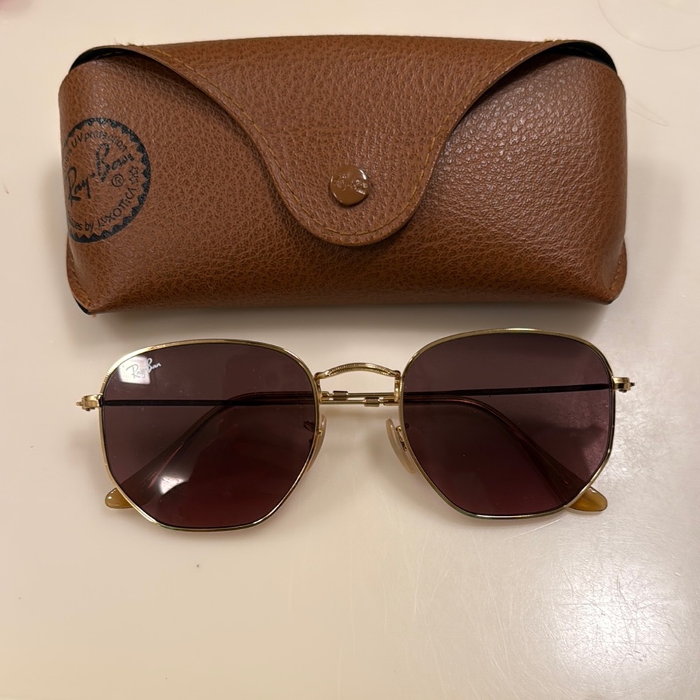 NWOT RayBan Hexagonal Gold Sunglasses